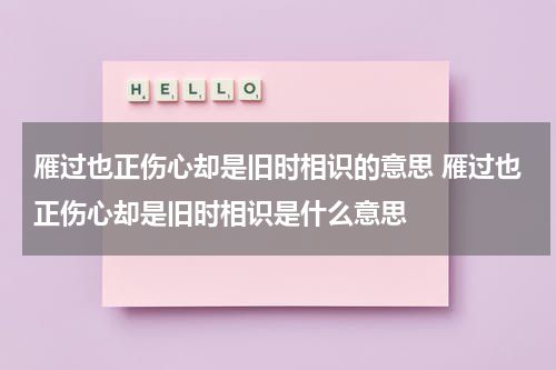 雁过也正伤心却是旧时相识的意思 雁过也正伤心却是旧时相识是什么意思