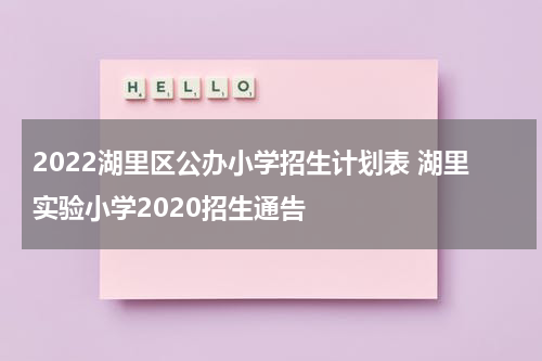 2022湖里区公办小学招生计划表 湖里实验小学2020招生通告