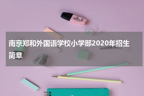 南京郑和外国语学校小学部2020年招生简章