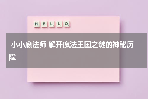 小小魔法师 解开魔法王国之谜的神秘历险